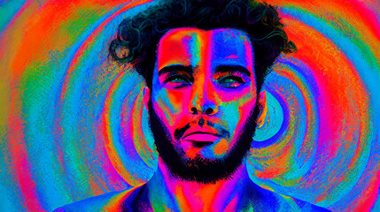 Fototapeta premium Multicolored psychedelic portrait of a man 