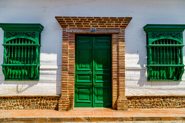 Facade of a typical house in Santa Fe de Antioquia, Colombia