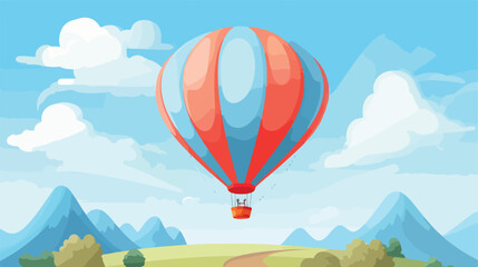 Fototapeta na wymiar Hot air balloon in the sky with clouds. Flat style