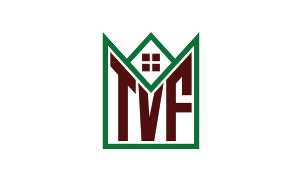 TVF initial letter real estate builders logo design vector. construction, housing, home marker, property, building, apartment, flat, compartment, business, corporate, house rent, rental, commercial