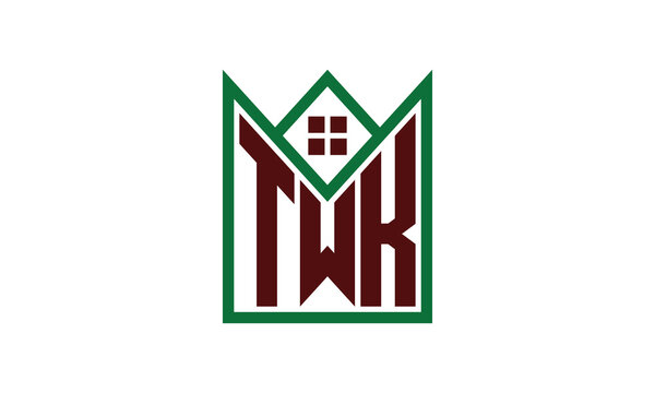 TWK initial letter real estate builders logo design vector. construction, housing, home marker, property, building, apartment, flat, compartment, business, corporate, house rent, rental, commercial