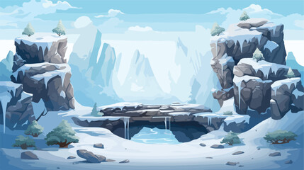 Level platform frozen forest ice land island floati - obrazy, fototapety, plakaty