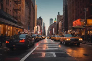 Foto op Canvas View of highway in new york city with cars and building © free
