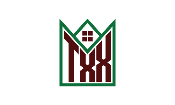 TXX initial letter real estate builders logo design vector. construction, housing, home marker, property, building, apartment, flat, compartment, business, corporate, house rent, rental, commercial