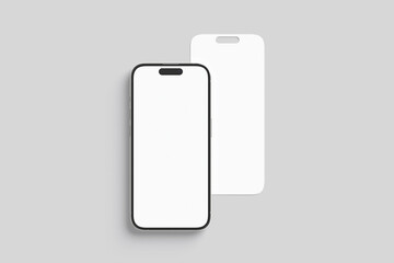 Mobile Phone With Blank Screen and Templates for Social Media Posts Design. Vector Illustration in top view 
