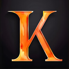 Vibrant Orange Neon Capital Letter Icon: Eye-catching Typography Design(Generative AI)