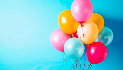 Colorful Balloons on Pink Background