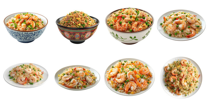 Fried rice chahan png collection in 3d transparent for product presentation.