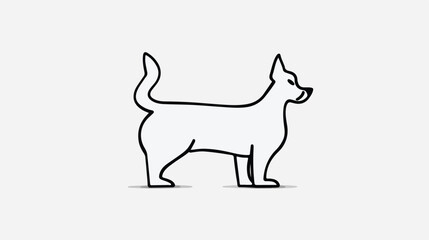 A drawing of a dog in one-line drawing figure outli