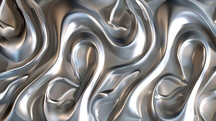 A close up of a metallic pattern that is made from silver, AI