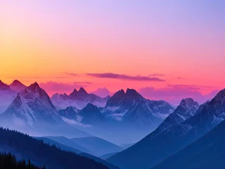 Wandcirkels aluminium mountains at dusk background photo © REZAUL4513