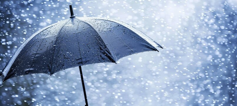 Umbrella offering shelter from rain droplets with ample copy space for text placement