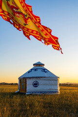 Yurts in the grassland, yurts in the morning