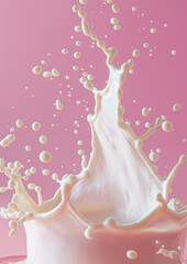 milk splash on the light pink background