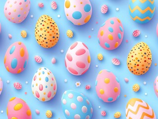 Fototapeta na wymiar Illustration Colorful background of Easter eggs collection, Easter celebration