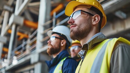 Engineer man works at industrial.engineers working on a building site .success business.