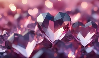 Abstract crystal heart valentine love background texture. AI generated. - obrazy, fototapety, plakaty