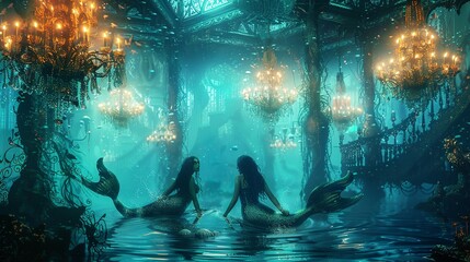 Mermaids with chandeliers