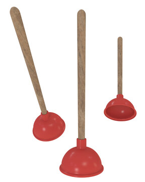 recommend clip art: Plunger. 3d render plumber tool