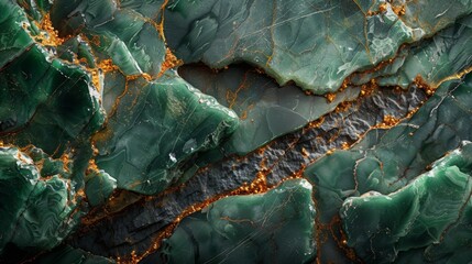 Texture of polished green granite with black veins. - obrazy, fototapety, plakaty