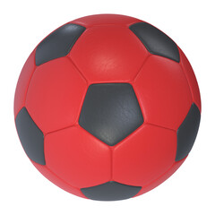 Soccer ball Red color 3d illustration