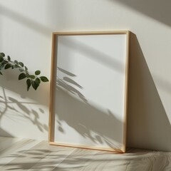 Empty A3 rectangle birch frame mockup