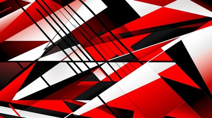 Dynamic red, black, and white abstract geometric pattern: modern business background with diagonal stripes and triangles

