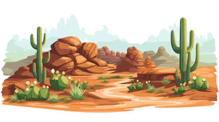 Bright colorful desert landscape with sand dunes br - obrazy, fototapety, plakaty