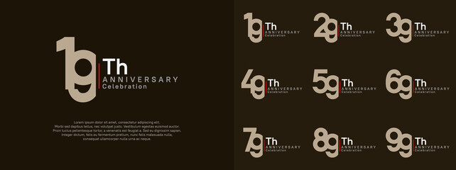 anniversary vector design set brown and white color for celebration day