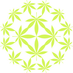 Cannabis also known as Marijuana Plant Leaf Silhouette Circle Shape Composition, can use for Decoration, Ornate, Wallpaper, Cover, Art Illustration, Textile, Fabric, Fashion, or Graphic Design Element