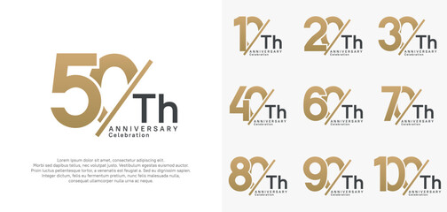 anniversary logo style vector set with slash gold and black color can be use for celebration