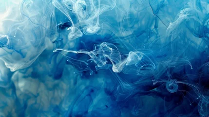Poster Blue ink liquid in water making abstract forms © Orkhan