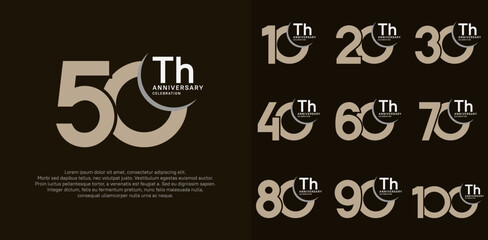 anniversary vector set with brown color can be use for special day celebration