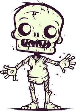 Keening Vector Image of a Zombie in Cargo Pants That Lets out a Keening Wail That Chills the Blood of All Who Hear It