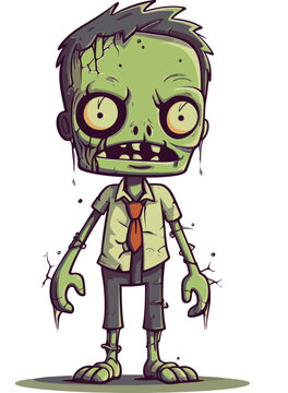 Jaded Vector Image of a Zombie with Tattered Cargo Pants That Has Become Jaded and World-Weary from Centuries of Existence