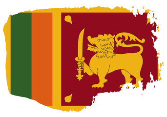 Sri Lanka flag with palette knife paint brush strokes grunge texture design. Grunge brush stroke effect