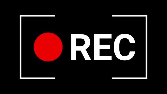 rec recording icon animated symbol recording red dot animated red icon alpha looping green screen 4k