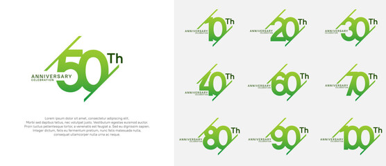 anniversary logotype vector set with green color can be use for celebration purpose
