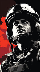 Soldier in Helmet Vector Art

