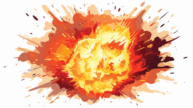 Explosion and fire vector illustration for game des