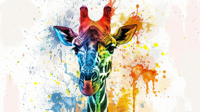 Giraffe colorful rainbow