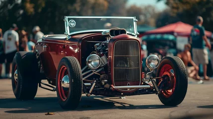Kissenbezug Hot rod car. A hot rod is a type of automobile that has been modified for speed and performance. © Oleg