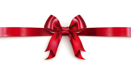 Red Ribbon with Bow isolated on white background.