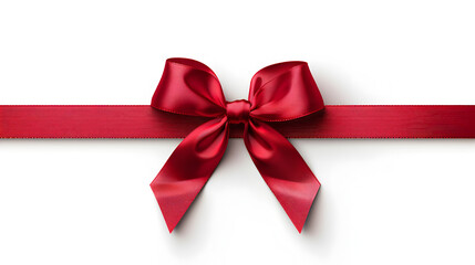 Fototapeta premium Red Ribbon with Bow isolated on white background.