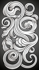 Abstract Swirling Clouds and Whirls Design on Dark Background

