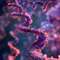 dna rna trhough the electron microscope colorful realistic render