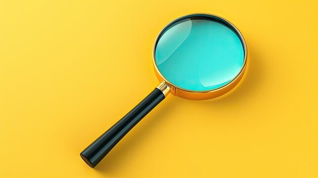 Magnifying glass on yellow background.