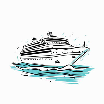 recommend clip art: Elegant cruise ship in cartoon, doodle style. Image for t-shirt, web, mobile apps and ui. Isolated 2d vector illustration in logo, icon, sketch style, Eps 10. AI Generative
