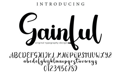 Gainful Font Stylish brush painted an uppercase vector letters, alphabet, typeface