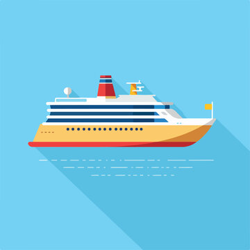 Elegant cruise ship in cartoon, doodle style. Image for t-shirt, web, mobile apps and ui. Isolated 2d vector illustration in logo, icon, sketch style, Eps 10. AI Generative